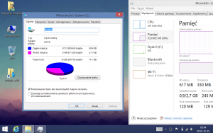 Zajęcie ramu i pamięci dyskowej na Windows 8.1 Pro zainstalowanym bez użycia WIMBoot, ze wszystkimi aktualizacjami i Office, z włączoną kompresją NTFS.